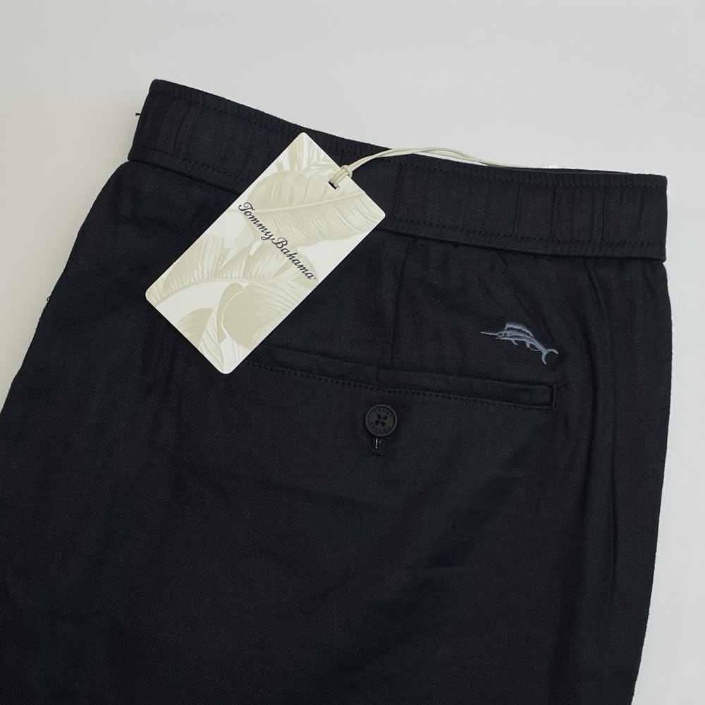 NEW Tommy Bahama Beach Coast Linen Pull On Pants Mens XXL x 30"L Black ST124451